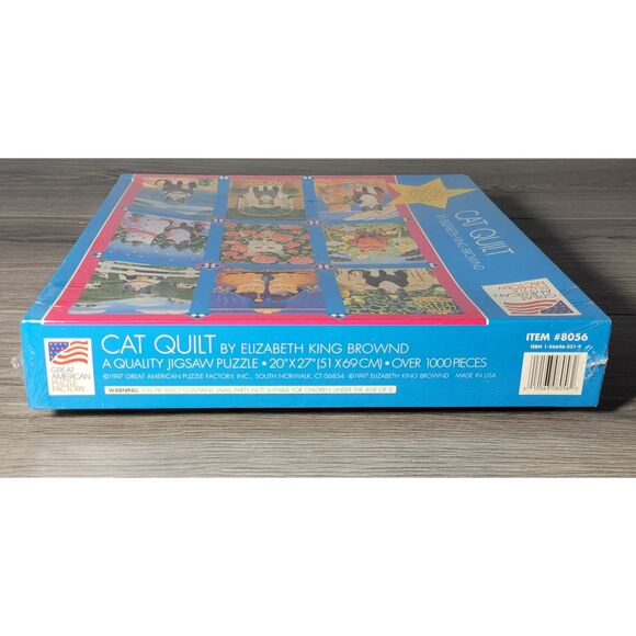 1997 Cat Quilt Elizabeth King Brownd Jigsaw Puzzle 1000+ pcs Made In USA  #8056 - Picture 3 of 10